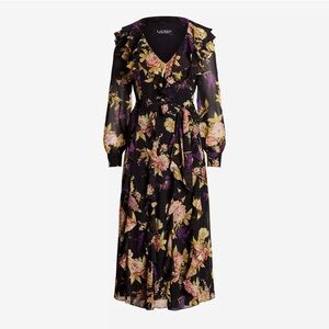 Ralph Lauren Black Floral Long Sleeve Dress